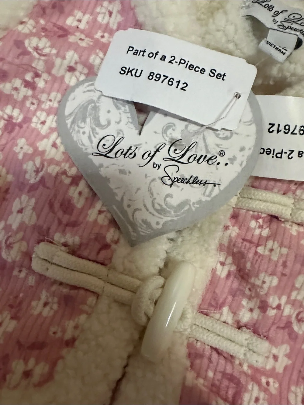 Lots of Love Girls 4T Pink Floral Ribbed Dress Sherpa Vest Set